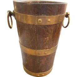 Französischer Art Deco Vintage Weinkühler aus Eiche & Kupfer von Geraud Lafitte, 1940er