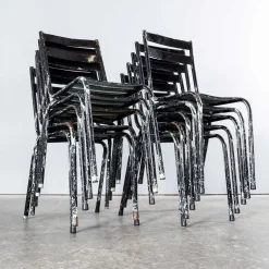 Französischer Artprog Outdoor Stuhl aus schwarzem Metall von Tolix, 1950er