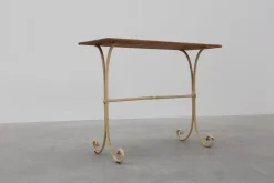 Französischer Bistrotisch mit Gestell aus Gusseisen & Tischplatte aus Eiche, 1950er