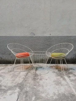 Französischer Eisen Hoop Garten Couchtisch & Stühle, 1950er-1960er, 3er Set
