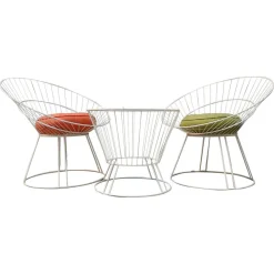Französischer Eisen Hoop Garten Couchtisch & Stühle, 1950er-1960er, 3er Set