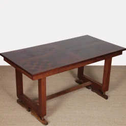 Französischer Esstisch aus Holz & Messing, 1940