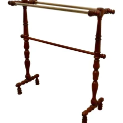 Französischer Handtuchhalter aus Eiche & Messing, 1890er