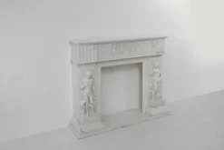 Französischer Kamin aus Carrara Marmor, 1950er