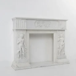 Französischer Kamin aus Carrara Marmor, 1950er