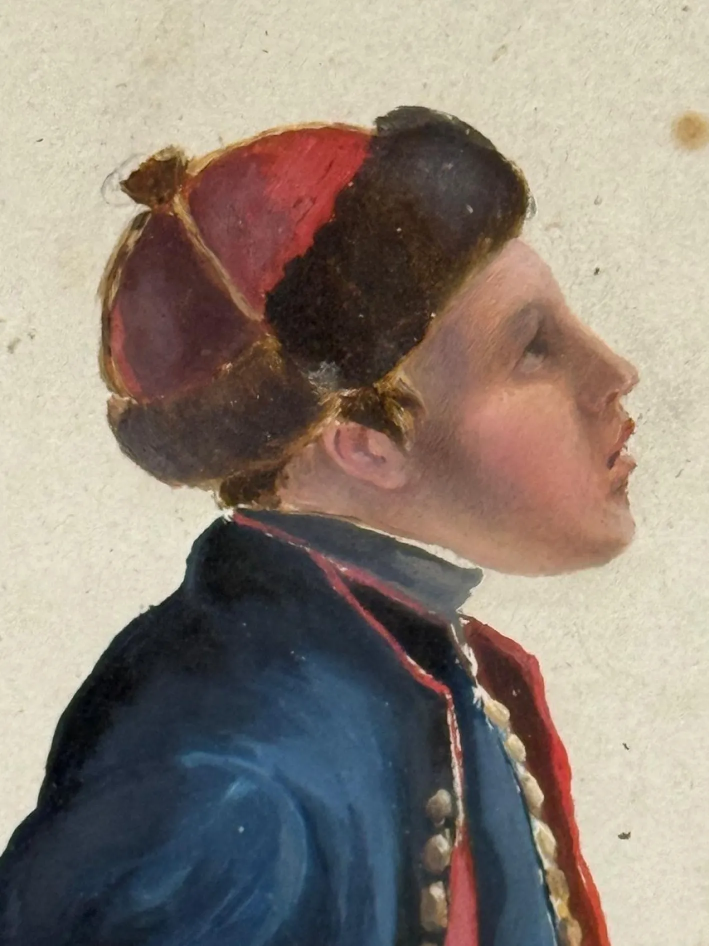 Französischer Künstler, Junger Soldat, 19. Jh., Aquarell, Gerahmt