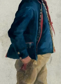 Französischer Künstler, Junger Soldat, 19. Jh., Aquarell, Gerahmt