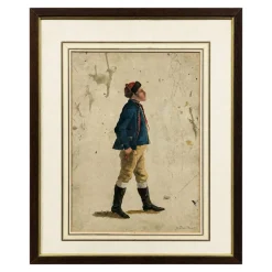 Französischer Künstler, Junger Soldat, 19. Jh., Aquarell, Gerahmt