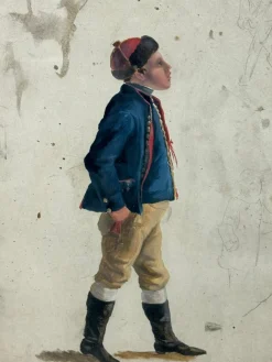 Französischer Künstler, Junger Soldat, 19. Jh., Aquarell, Gerahmt