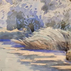 Französischer Künstler, Landschaft in Blau, 1980er, Aquarell