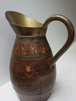 Französischer Krug aus Kupfer & Eiche, 1930er