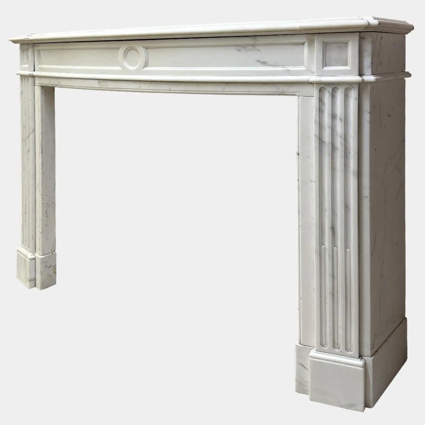 Französischer Louis XVI Kaminsims aus weißem Marmor, 1880er