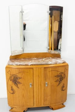 Französischer Midcentury Frisiertisch aus Eichenholz, 1960