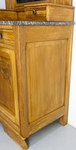 Französischer Mid-Century Frisiertisch aus Marmor mit Spiegel, 1940er
