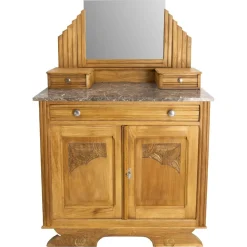 Französischer Mid-Century Frisiertisch aus Marmor mit Spiegel, 1940er