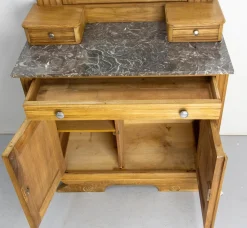 Französischer Mid-Century Frisiertisch aus Marmor mit Spiegel, 1940er