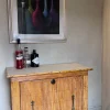 Französischer Mid-Century Getränkeschrank aus Bambus mit Beinen aus Gusseisen, 1950er