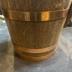 Französischer Mid-Century Weinkühler aus Eiche & Kupfer, 1960er
