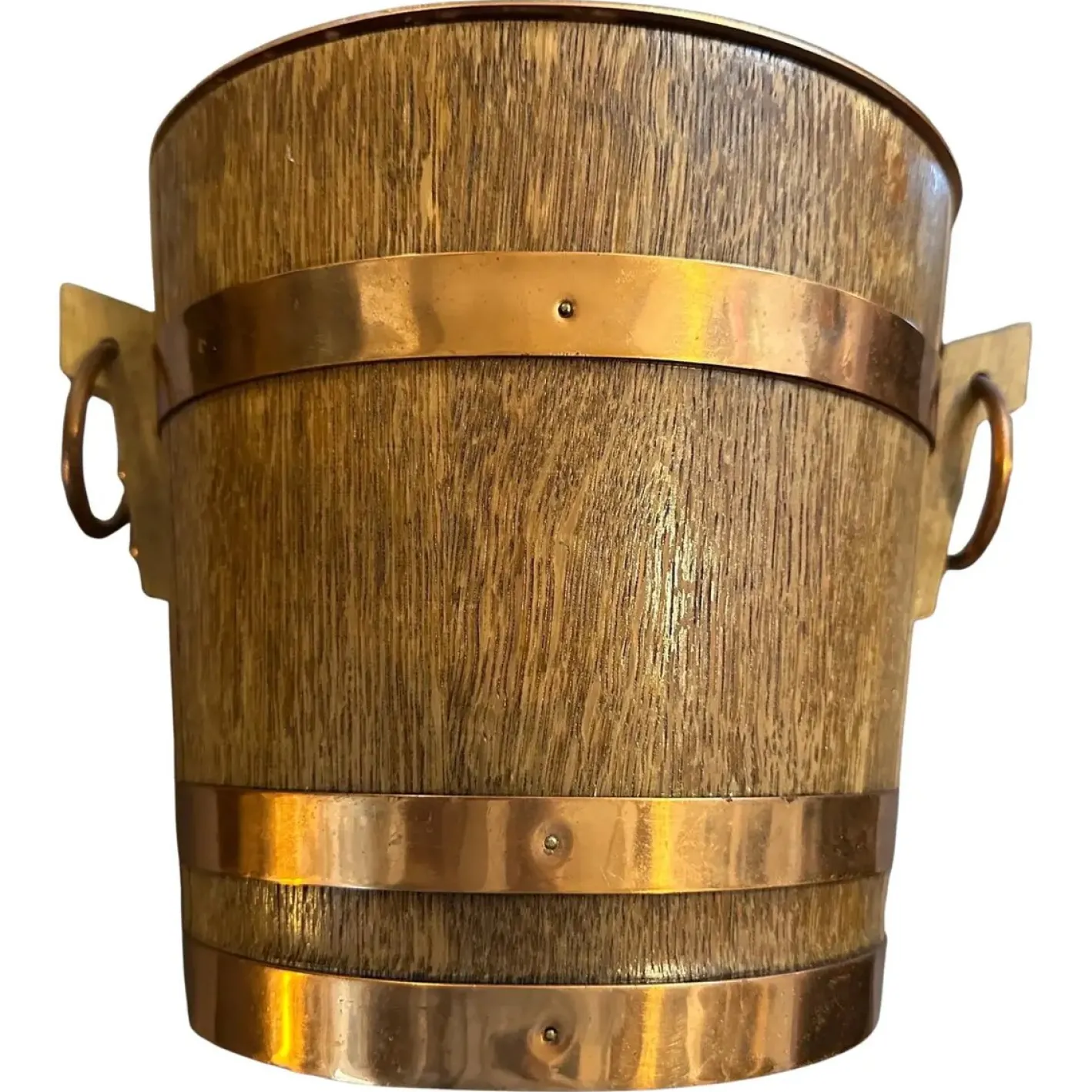 Französischer Mid-Century Weinkühler aus Eiche & Kupfer, 1960er