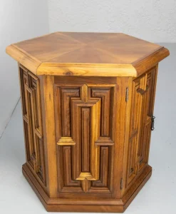 Französischer Nachttisch aus Exotischem Holz & Eisen, 1960