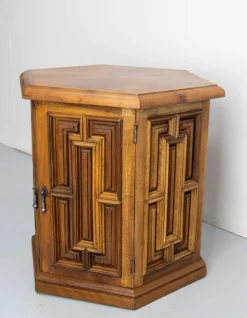Französischer Nachttisch aus Exotischem Holz & Eisen, 1960
