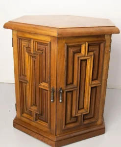 Französischer Nachttisch aus Exotischem Holz & Eisen, 1960