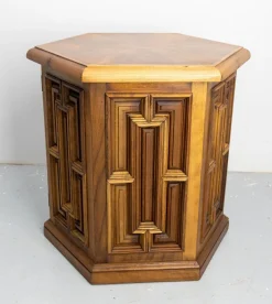 Französischer Nachttisch aus Exotischem Holz & Eisen, 1960