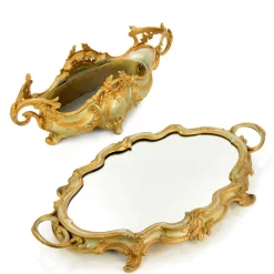 Französische Rokoko-Jardinière mit verspiegeltem Ständer, 1900, 2er Set