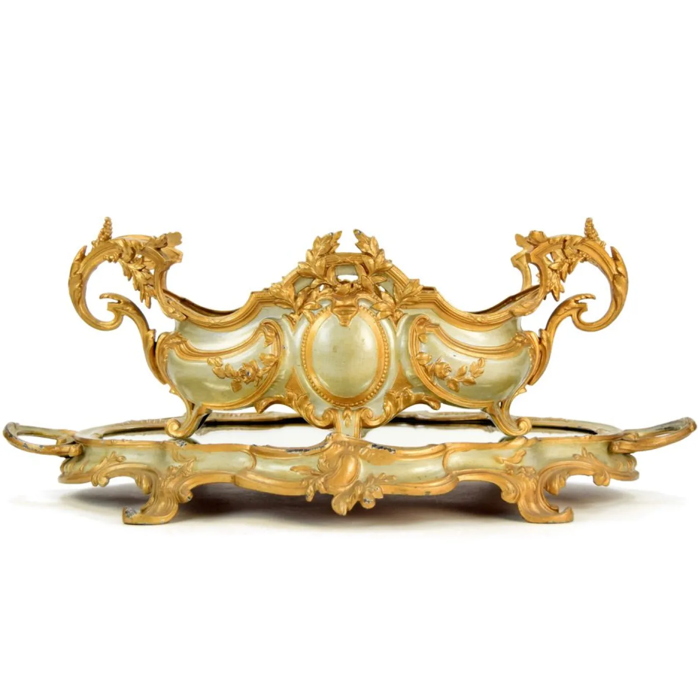 Französische Rokoko-Jardinière mit verspiegeltem Ständer, 1900, 2er Set