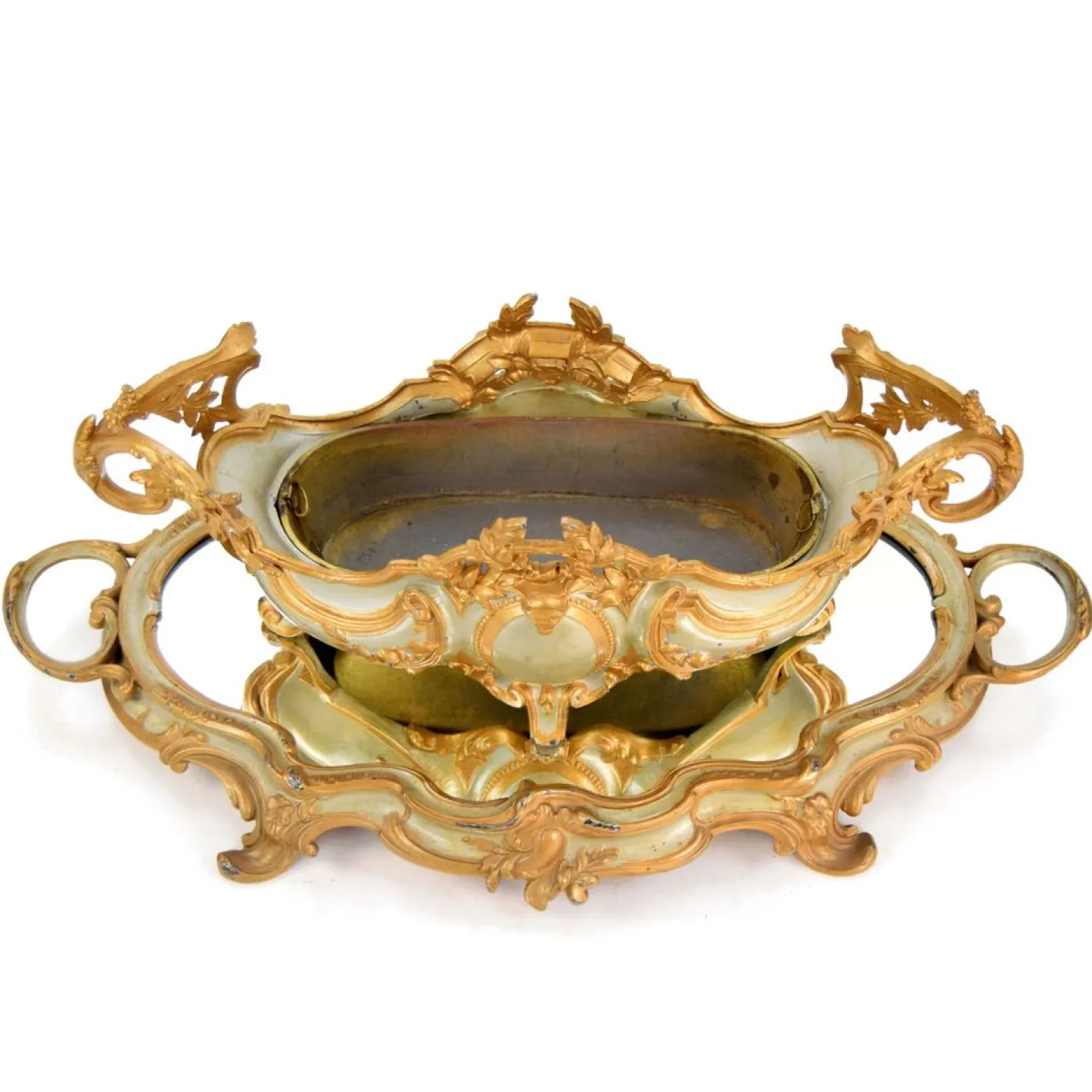 Französische Rokoko-Jardinière mit verspiegeltem Ständer, 1900, 2er Set