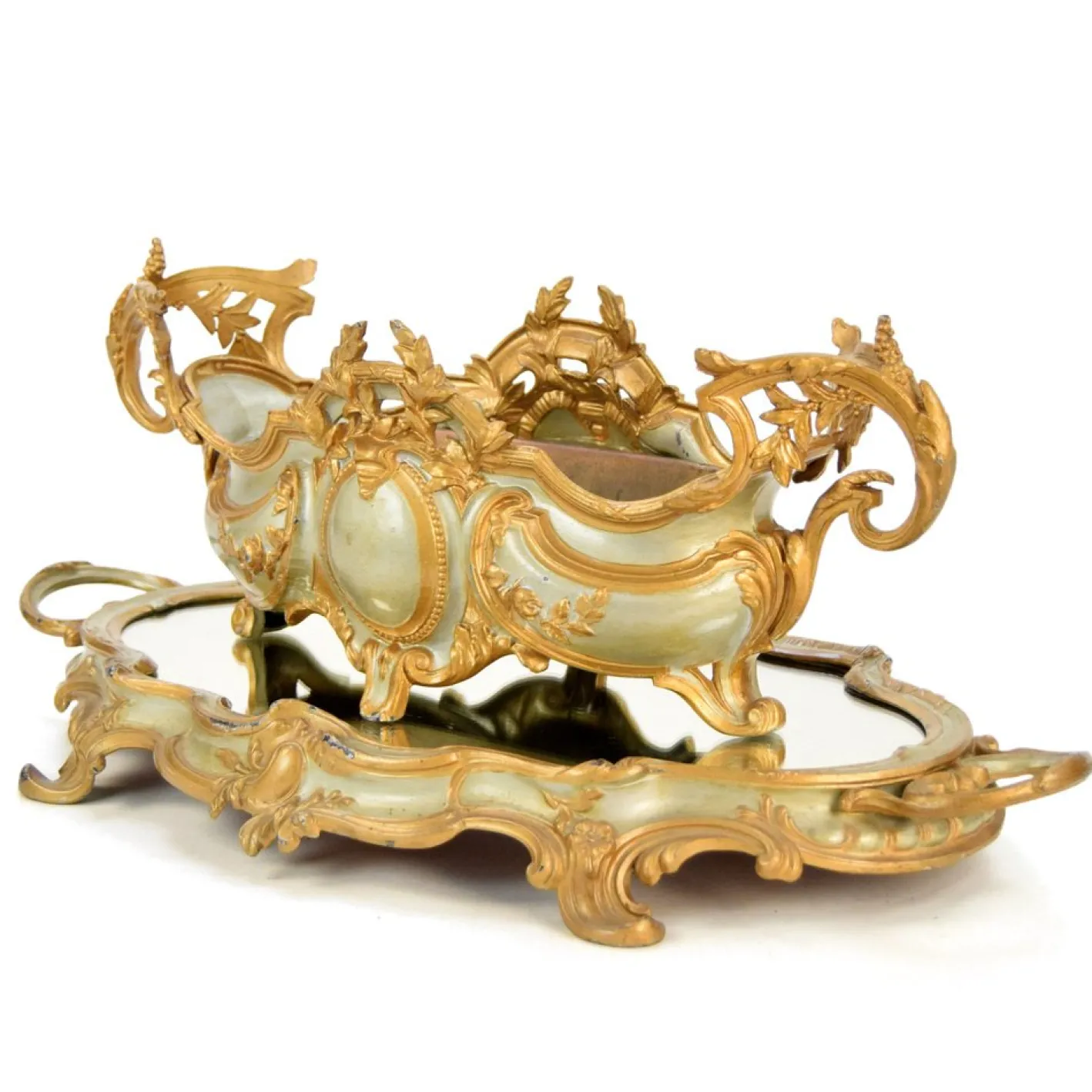 Französische Rokoko-Jardinière mit verspiegeltem Ständer, 1900, 2er Set