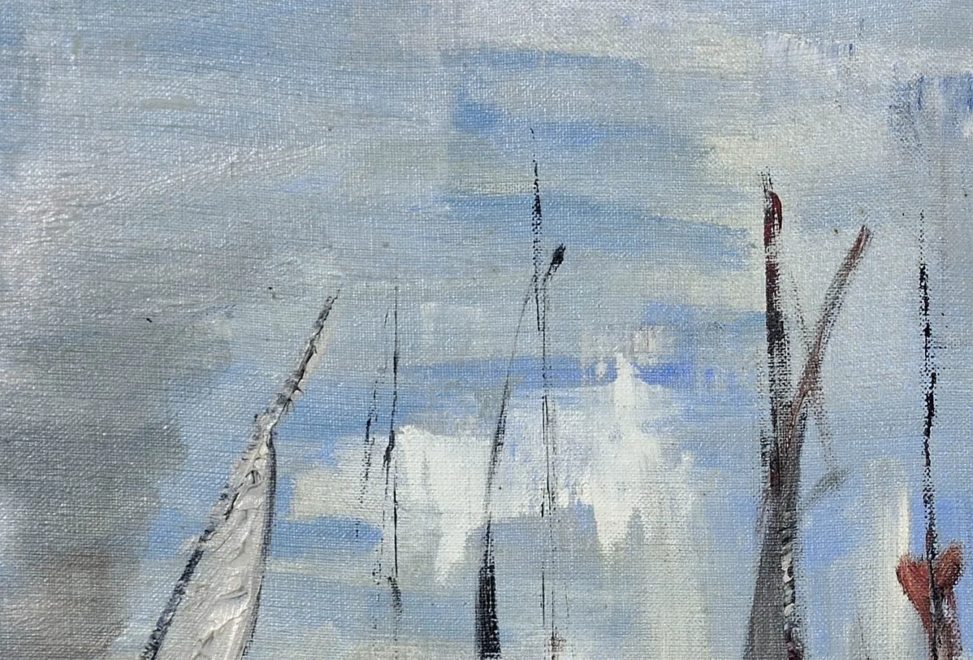 Französischer postimpressionistischer Künstler, Petit Port du Havre, 1965, Öl auf Leinwand, Gerahmt