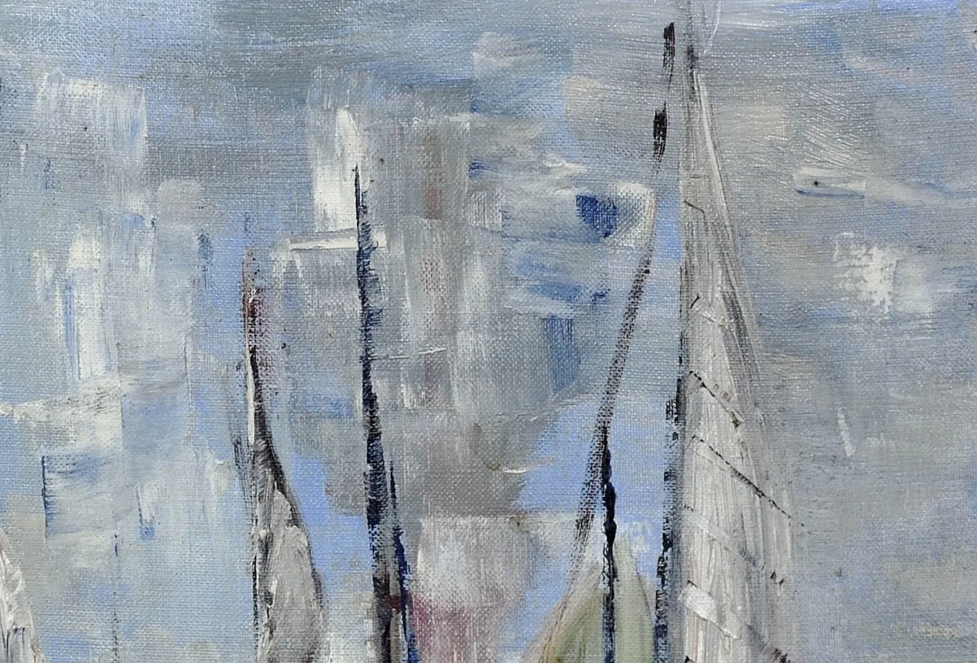 Französischer postimpressionistischer Künstler, Petit Port du Havre, 1965, Öl auf Leinwand, Gerahmt