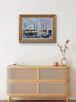 Französischer postimpressionistischer Künstler, Petit Port du Havre, 1965, Öl auf Leinwand, Gerahmt