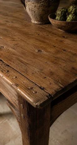 Französischer Provinztisch aus Kiefer mit Schubladen, 19. Jahrhundert