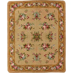 Französischer Savonerie Teppich mit braunen und floralen Motiven, 1920er