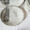 Französischer Teller aus matt glasierter Keramik mit schwarzem Olivenblatt von Salins Toledo, 1960er, 17