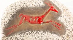 Französischer Teller-Rock-inspirierter Illustrationsaufsatz mit Hunter Deer & Lake, 1960er