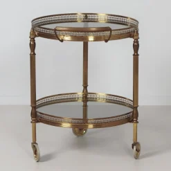 Französischer Vintage Barwagen aus Messing mit Glasablagen, 1960er
