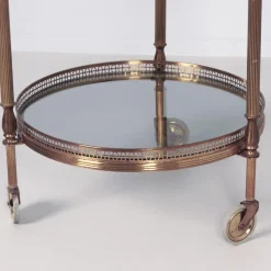 Französischer Vintage Barwagen aus Messing mit Glasablagen, 1960er
