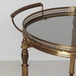 Französischer Vintage Barwagen aus Messing mit Glasablagen, 1960er