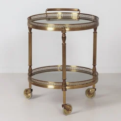 Französischer Vintage Barwagen aus Messing mit Glasablagen, 1960er