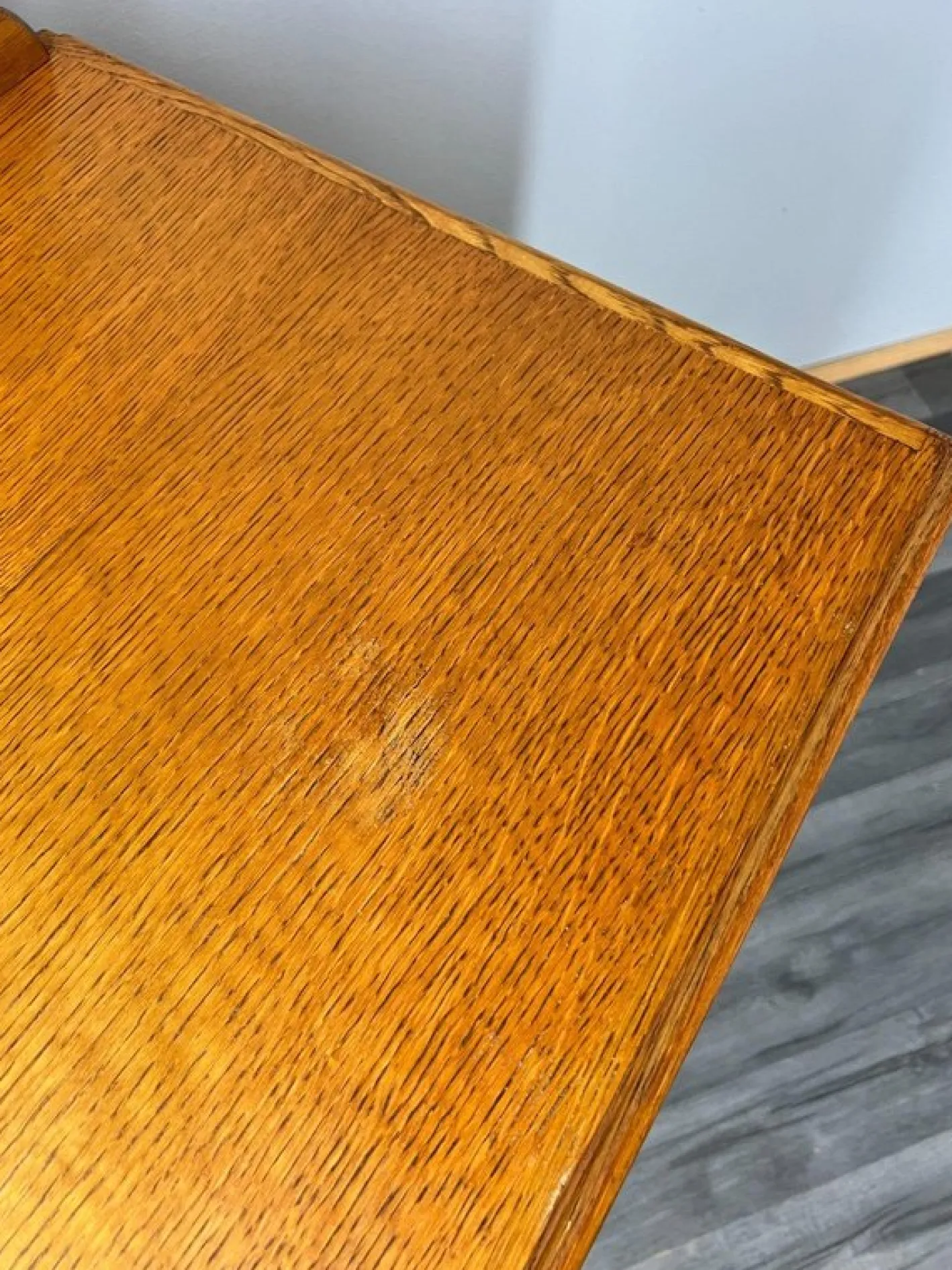 Französischer Vintage Frisiertisch aus Eiche im Louis-Stil mit Spiegel