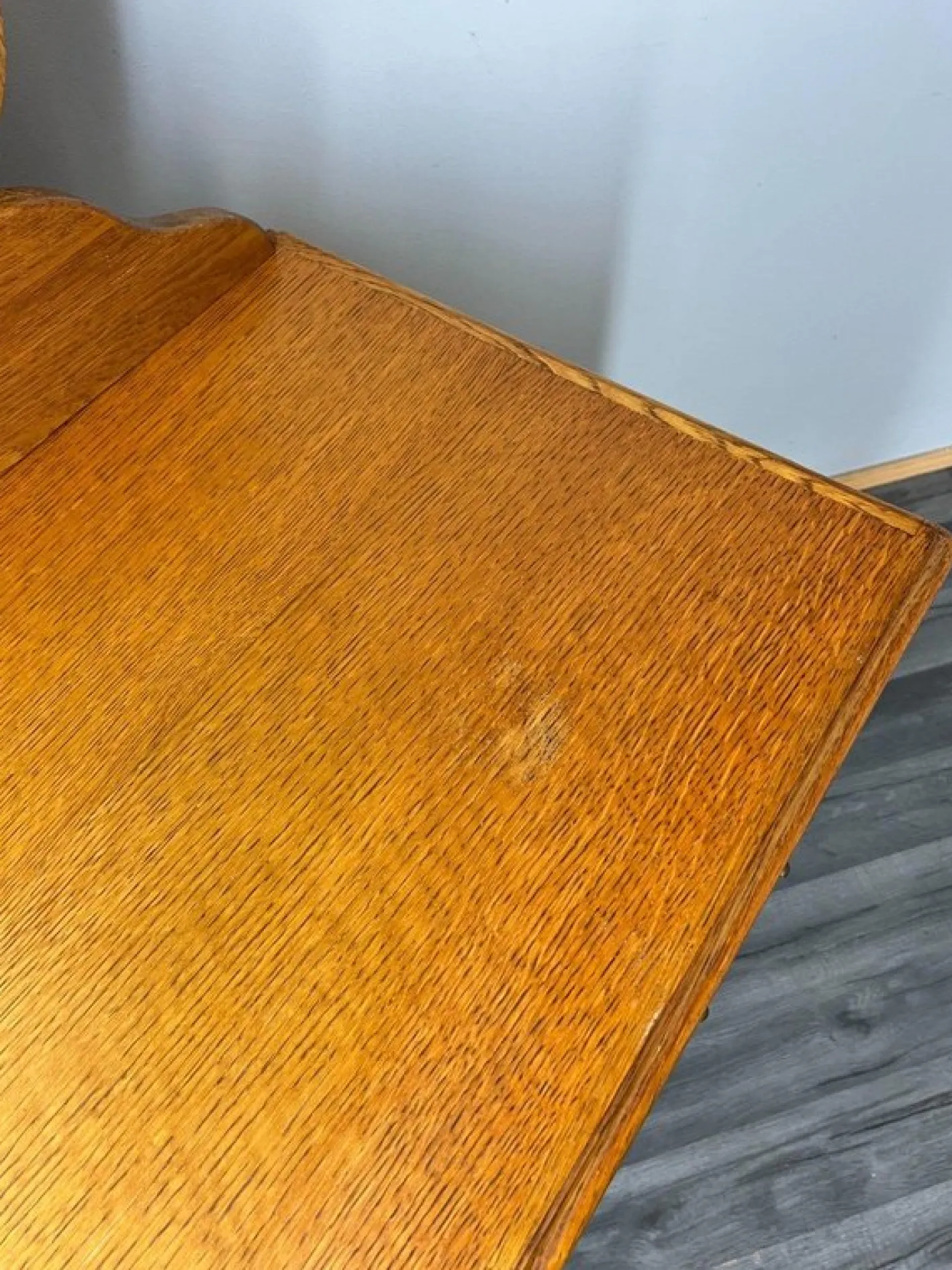 Französischer Vintage Frisiertisch aus Eiche im Louis-Stil mit Spiegel