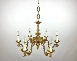Französischer Vintage Kronleuchter aus vergoldetem Messing, 1960er