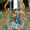 Französischer Vintage Kronleuchter mit Bronzetropfen in Murano Blau, 1950er