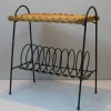 Französischer Vintage Rattan Zeitungsständer