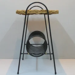 Französischer Vintage Rattan Zeitungsständer