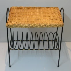 Französischer Vintage Rattan Zeitungsständer