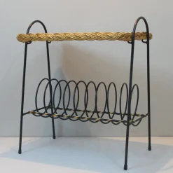Französischer Vintage Rattan Zeitungsständer